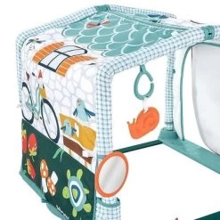 Camco Fisher-Price 3-in-1 Crawl & Play Activity Gym With Mirror, Frog Rattle, Snail Teether, Crinkle Garden Gnome And Watering Can For Newborn To Toddler