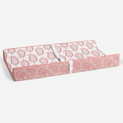 Bacati - Sophia Paisley Aqua/Coral Paisley Changing Pad Cover 3 Bacati - Sophia Paisley Aqua/Coral Paisley Changing Pad Cover - Image 3