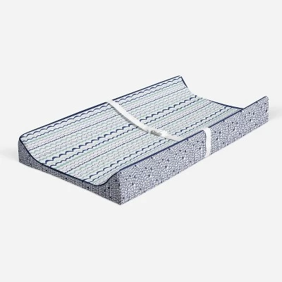 Bacati - Noah Printed Garland Mint/Navy Quilted Changing Pad Cover 1 Bacati - Noah Printed Garland Mint/Navy Quilted Changing Pad Cover