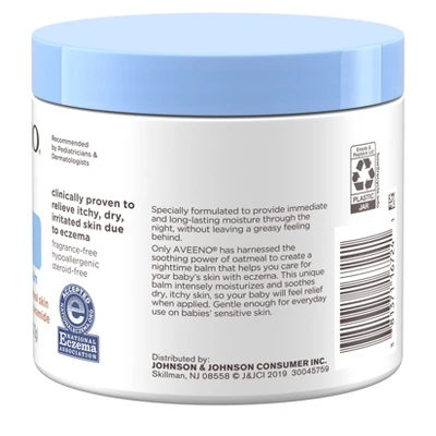 Aveeno Baby Eczema Therapy Nighttime Moisturizing Balm, Soothes & Relieves Dry, Itchy Skin -11oz 5 Aveeno Baby Eczema Therapy Nighttime Moisturizing Balm, Soothes & Relieves Dry, Itchy Skin -11oz - Image 5