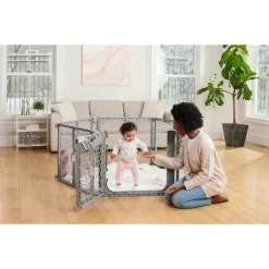 Regalo Plastic Play Yard With Door - Gray -Baby Care Deals Store GUEST 068bd847 6163 447f 9885 e9a7fae077cb