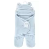 Hudson Baby Infant Boy Animal Faux Shearling Baby Outdoor Stroller Sack Wrap, Lt Blue, One Size