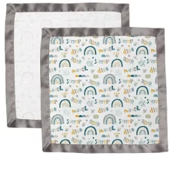 Bacati - Little Dino Rainbow Boys Muslin 2 Pack Security Blankets Aqua Teal Yellow Gray -Baby Care Deals Store GUEST 0d263154 17b7 4942 ad64 2b6eeed0a4cf