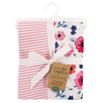 Touched By Nature Baby Girl Organic Cotton Changing Pad Cover, Garden Floral, One Size 1 Touched By Nature Baby Girl Organic Cotton Changing Pad Cover, Garden Floral, One Size