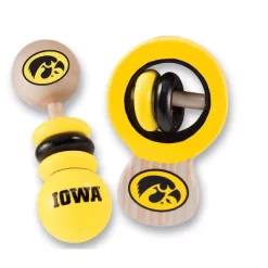 Baby Fanatic Wood Rattle 2 Pack - NCAA Iowa Hawkeyes Baby Toy Set