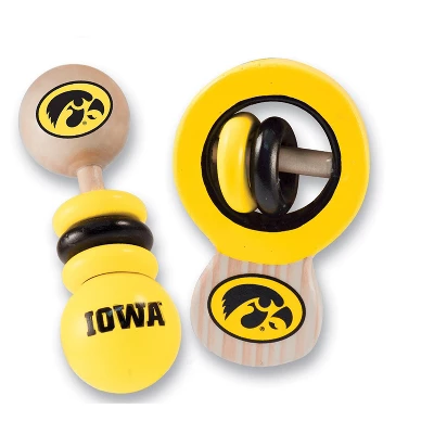 Baby Fanatic Wood Rattle 2 Pack - NCAA Iowa Hawkeyes Baby Toy Set 1 Baby Fanatic Wood Rattle 2 Pack - NCAA Iowa Hawkeyes Baby Toy Set