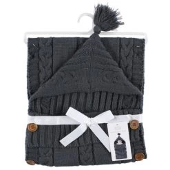 Hudson Baby Infant Boy Knitted Baby Lounge Stroller Wrap Sack, Charcoal, One Size