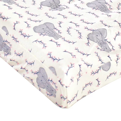 Touched By Nature Baby Girl Organic Cotton Changing Pad Cover, Girl Elephant, One Size 2 Touched By Nature Baby Girl Organic Cotton Changing Pad Cover, Girl Elephant, One Size - Image 2