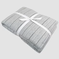 Honest Baby Organic Cotton LightWeight Knit Quilt - Dotted Stripe/Painted Buffalo