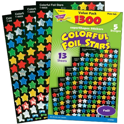 Trend Enterprises Colorful Foil Stars SuperShapes Stickers, Pack Of 1300 1 Trend Enterprises Colorful Foil Stars SuperShapes Stickers, Pack Of 1300