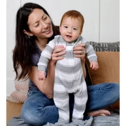 Burt's Bees Baby Burt's Bees Baby® Rugby Striped Organic Cotton Sleep N' Play - Heather Gray