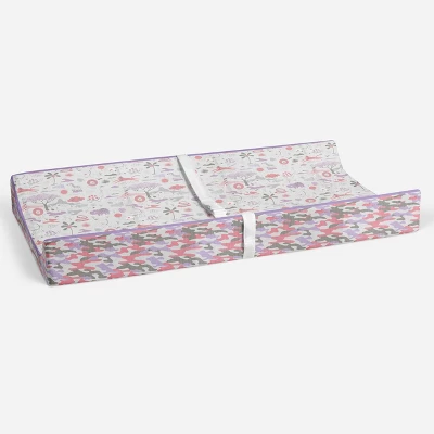 Bacati - Jungle Safari Lilac/Coral Muslin Quilted Changing Pad Cover 3 Bacati - Jungle Safari Lilac/Coral Muslin Quilted Changing Pad Cover - Image 3