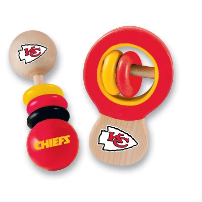 Baby Fanatic Wood Rattle 2 Pack - NFL Kansas City Chiefs Baby Toy Set 1 Baby Fanatic Wood Rattle 2 Pack - NFL Kansas City Chiefs Baby Toy Set