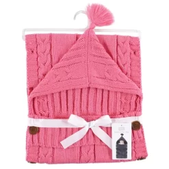 Hudson Baby Infant Girl Knitted Baby Lounge Stroller Wrap Sack, Azalea Pink, One Size