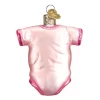 Old World Christmas Pink Baby Onesie - One Glass Ornament 3.25 Inches - Ornament First Christmas - 32338 - Glass - Pink