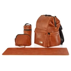 Hannah & Sophia Soho Large Traverse Baby Diaper Bag Backpack In Cognac, Water Resistant Changing Pad & Mini Mom Tote Included, Brown -Baby Care Deals Store GUEST 467f0f45 17d4 47a0 ab2c 57103c9da8f6