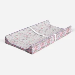 Bacati - Jungle Safari Lilac/Coral Muslin Quilted Changing Pad Cover