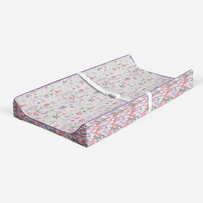 Bacati - Jungle Safari Lilac/Coral Muslin Quilted Changing Pad Cover 1 Bacati - Jungle Safari Lilac/Coral Muslin Quilted Changing Pad Cover