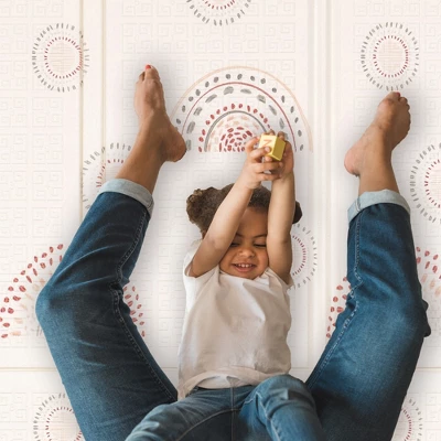 JumpOff Jo - Extra Large Waterproof Foam Padded Play Mat For Babies Play & Tummy Time - 77x70 Sunshine And Rainbows 2 JumpOff Jo - Extra Large Waterproof Foam Padded Play Mat For Babies Play & Tummy Time - 77x70 Sunshine And Rainbows - Image 2