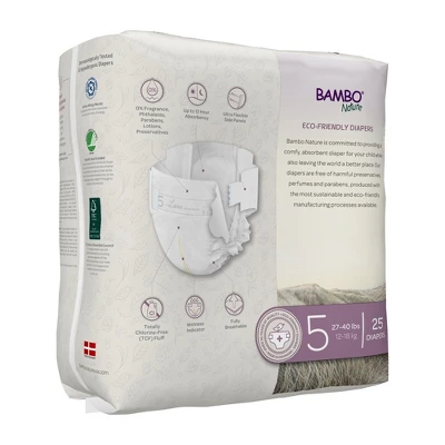 Bambo Nature Baby Diapers, Heavy Absorbency, Eco-Friendly, Size 5, 25 Count, 3 Packs, 75 Total 1 Bambo Nature Baby Diapers, Heavy Absorbency, Eco-Friendly, Size 5, 25 Count, 3 Packs, 75 Total