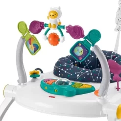 Fisher Price Fisher-Price AstroKitty SpaceSaver Jumperoo Adjustable Folding Baby Bouncer Activity Center W/Removable Seat Pad, Lights, Music, & Developmental Toys