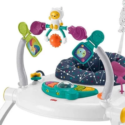 Fisher Price Fisher-Price AstroKitty SpaceSaver Jumperoo Adjustable Folding Baby Bouncer Activity Center W/Removable Seat Pad, Lights, Music, & Developmental Toys 1 Fisher Price Fisher-Price AstroKitty SpaceSaver Jumperoo Adjustable Folding Baby Bouncer Activity Center W/Removable Seat Pad, Lights, Music, & Developmental Toys