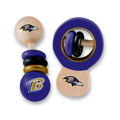 Baby Fanatic Wood Rattle 2 Pack - NFL Baltimore Ravens Baby Toy Set 1 Baby Fanatic Wood Rattle 2 Pack - NFL Baltimore Ravens Baby Toy Set