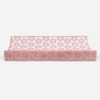 Bacati - Sophia Paisley Aqua/Coral Paisley Changing Pad Cover 4 Bacati - Sophia Paisley Aqua/Coral Paisley Changing Pad Cover - Image 4
