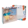 Manhattan Toy Petit Artiste Bunny Doll, Soft Book, And Wooden Teether Baby Soothing Gift Set