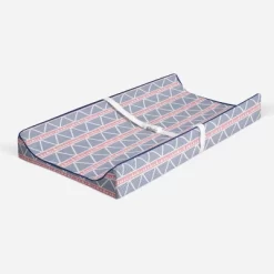 Bacati - Emma Coral/Navy Large Triangles Quilted Muslin Changing Pad Cover