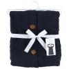 Hudson Baby Infant Boy Faux Shearling Knitted Baby Lounge Stroller Wrap Sack, Navy, One Size