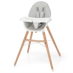 Babyjoy Baby High Chair Wooden Feeding Chair With 4-Gear Tray & Removable Cushion Beige/Grey -Baby Care Deals Store GUEST 5d5fa275 324b 4e5a b9fa 196b86744168