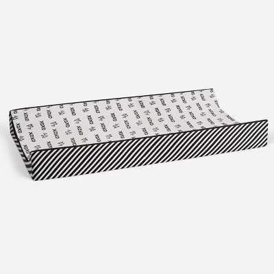 Bacati - Love Black/White Kisses N Hugs Changing Pad Cover 2 Bacati - Love Black/White Kisses N Hugs Changing Pad Cover - Image 2