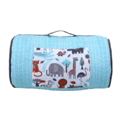 Bacati - Safari Jungle Animals Aqua Orange Gray Toddler Nap Mat