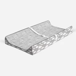Bacati - Clouds In The City Gray Cityscape Quilted Changing Pad Cover