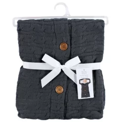 Hudson Baby Infant Boy Faux Shearling Knitted Baby Lounge Stroller Wrap Sack, Charcoal, One Size