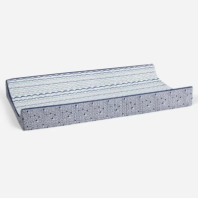 Bacati - Noah Printed Garland Mint/Navy Quilted Changing Pad Cover 2 Bacati - Noah Printed Garland Mint/Navy Quilted Changing Pad Cover - Image 2