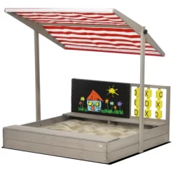 Outsunny Kids Sandbox With Adjustable Canopy, Bench Seats Wooden Sandbox, Backyard Toy With Chalkboard, Tic Tac Toe Game, Gift For Ages 3-7 7 Outsunny Kids Sandbox With Adjustable Canopy, Bench Seats Wooden Sandbox, Backyard Toy With Chalkboard, Tic Tac Toe Game, Gift For Ages 3-7 -Baby Care Deals Store GUEST 73029c2a cdb9 45b8 87fd 4a472da17c54