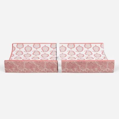 Bacati - Sophia Paisley Aqua/Coral Paisley Changing Pad Cover 5 Bacati - Sophia Paisley Aqua/Coral Paisley Changing Pad Cover - Image 5