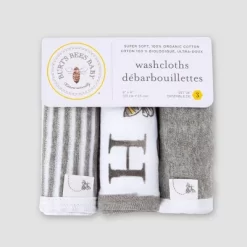 Burt's Bees Baby Burt's Bees Baby® Set Of 3 A-Bee-C Washcloths - Gray