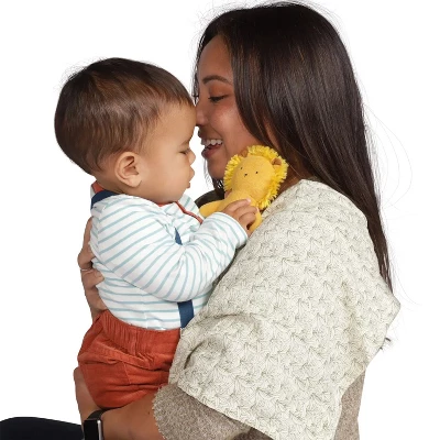 Manhattan Toy Embroidered Plush Lion Baby Rattle + Soft Cotton Burp Cloth, 16 X 16 Inches 6 Manhattan Toy Embroidered Plush Lion Baby Rattle + Soft Cotton Burp Cloth, 16 X 16 Inches - Image 6