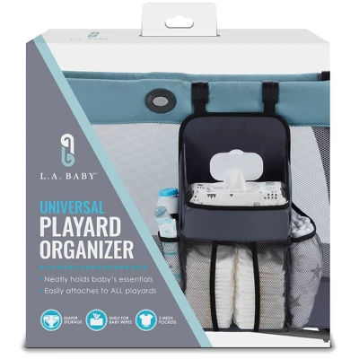 LA Baby Universal Playard Nursery Organizer And Diaper Caddy For Baby's Essentials - Gray 1 LA Baby Universal Playard Nursery Organizer And Diaper Caddy For Baby's Essentials - Gray