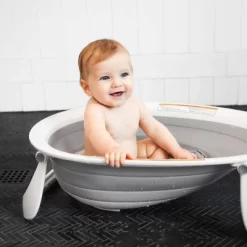 Boon Naked 2-Position Collapsible Baby Bathtub For Infants And Toddlers - Gray