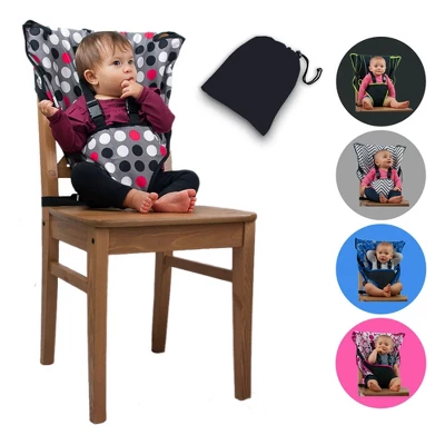 CozyBaby Portable Washable Cloth Travel Easy Seat High Chair W/ 1 Click Setup, Reinforced Harness, And Machine Washable Fabric, Gray Polka Dot 1 CozyBaby Portable Washable Cloth Travel Easy Seat High Chair W/ 1 Click Setup, Reinforced Harness, And Machine Washable Fabric, Gray Polka Dot