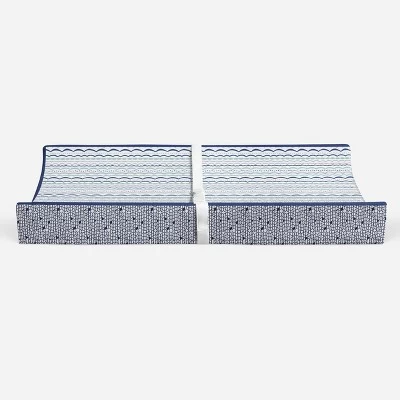 Bacati - Noah Printed Garland Mint/Navy Quilted Changing Pad Cover 5 Bacati - Noah Printed Garland Mint/Navy Quilted Changing Pad Cover - Image 5