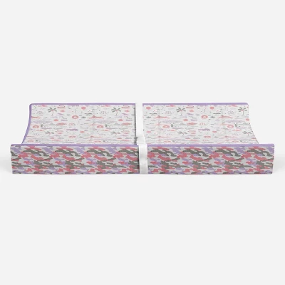 Bacati - Jungle Safari Lilac/Coral Muslin Quilted Changing Pad Cover 5 Bacati - Jungle Safari Lilac/Coral Muslin Quilted Changing Pad Cover - Image 5