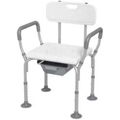 HOMCOM 3-in-1 Shower Chair With Back And Arms, Height Adjustable Bedside Commode, Raised Toilet Seat For Seniors, Disabled 7 HOMCOM 3-in-1 Shower Chair With Back And Arms, Height Adjustable Bedside Commode, Raised Toilet Seat For Seniors, Disabled -Baby Care Deals Store GUEST 9cc37769 7868 41c6 bda7 310a64f97e2d