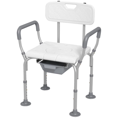 HOMCOM 3-in-1 Shower Chair With Back And Arms, Height Adjustable Bedside Commode, Raised Toilet Seat For Seniors, Disabled 3 HOMCOM 3-in-1 Shower Chair With Back And Arms, Height Adjustable Bedside Commode, Raised Toilet Seat For Seniors, Disabled - Image 3