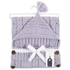 Hudson Baby Infant Girl Knitted Baby Lounge Stroller Wrap Sack, Lilac, One Size