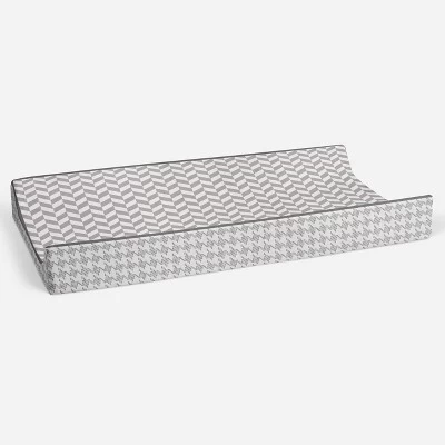 Bacati - Herringbone Quilted Muslin Changing Pad Cover Gray 2 Bacati - Herringbone Quilted Muslin Changing Pad Cover Gray - Image 2